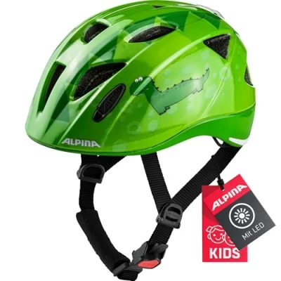 Abbildung von ALPINA XIMO FLASH Beleuchteter, Reflektierender, Leichter &amp; Anpassbarer LED Fahrradhelm Für Kinder, green dino gloss, 47 51 cm