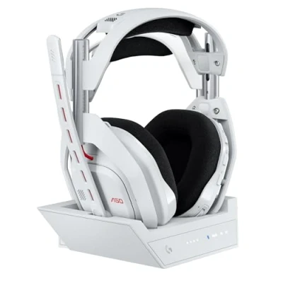 Abbildung von Logitech G Astro A50 LIGHTSPEED kabellose Gaming Headset + Basisstation (Gen 5), PRO GRAPHENE, 3 System Umschaltung, USB C für Xbox, PS5, PC/Mac oder Nintendo Switch, Bluetooth Weiß