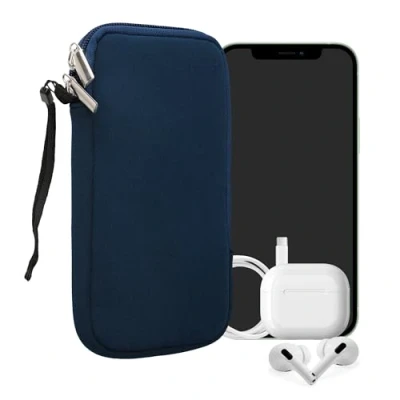 Abbildung von kwmobile Handytasche für Smartphones XXL 7&quot; Neopren Handy Hülle Marineblau Tasche 17,7 x 8,5 cm Innenmaße