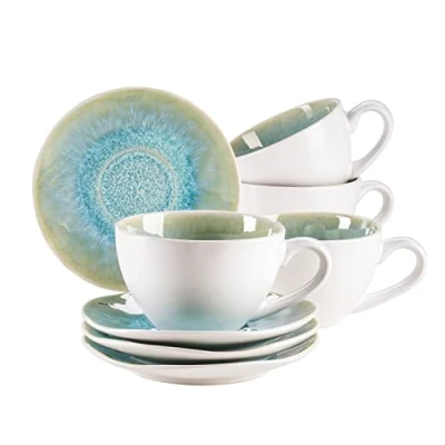 Abbildung von MÄSER Tassen Set, Steinzeug FROZEN Grün, 8 teiliges Set