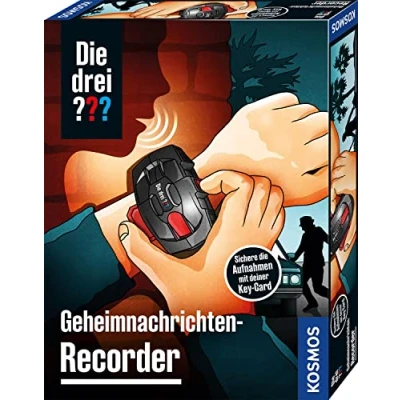 Abbildung von Die Drei ??? Geheimnachrichten Recorder von KOSMOS, Aufnahmegerät mit Verschlüsselung für Botschaften, Geheimnisse, Beobachtungen, Detektiv Spielzeug Set Kinder ab 8 Jahre, Armband