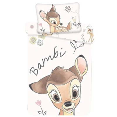 Abbildung von Disney Bambi Baby Bettwäsche, 100% Baumwolle, Bettbezug 100 x 135 cm + Kissenbezug 40 60