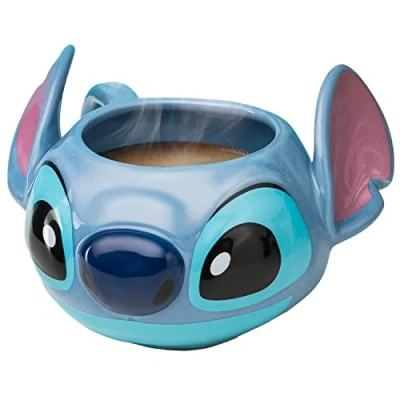 Abbildung von Stitch Tassenform Offiziell lizenziertes Disney Merchandise, handbemalte Lilo &amp; Keramiktasse, 450 ml (15 oz)