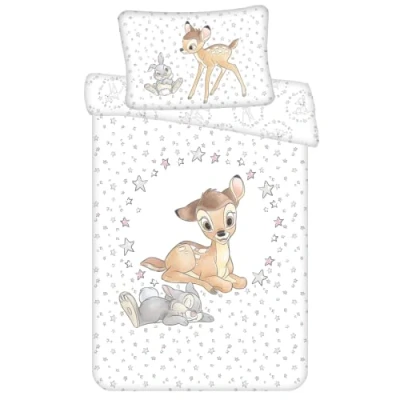 Abbildung von Bettwäsche Baby Bambi Stars, Disney, Bettbezug 2 teilig, 100 x 135 cm + Kissenbezug 40 60 cm, 100% Baumwolle