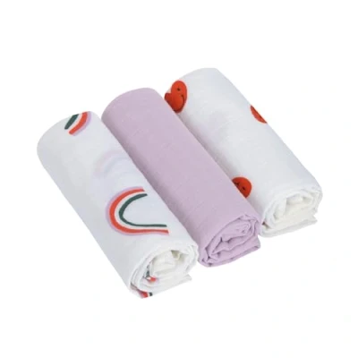 Abbildung von LÄSSIG Baby Puckdecke Spuckdecke Pucktuch Mulltuch 3er Set Baumwolle 60 x cm/Swaddle &amp; Burp Blanket M Happy Rascals lavender