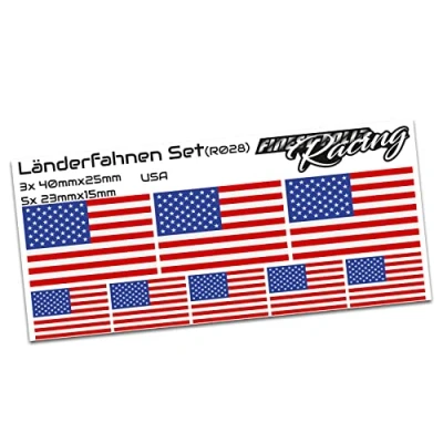 Abbildung von Finest Folia 8er Set Länderaufkleber Fahne Länderfahne Flagge Wetterfest RC Car Auto Motorrad Sticker Fahrrad Aufkleber Modellbau R028 (United States)