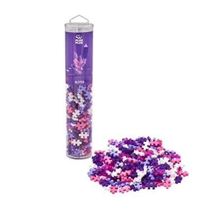 Abbildung von Plus Geniales Konstruktionsspielzeug, Tube Glitzer, Bausteine Set, 240 Teile, Lila, Rosa