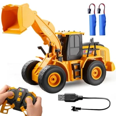 Abbildung von JOYIN Ferngesteuertes Konstruktions Auto Spielzeug ab 3 4 5 6 7 8 Jahren Jungen, 2,4 GHz RC Bagger Traktor LKW mit Licht und Sound, Frontlader Spielzeug, Weihnachts Geburtstags Geschenk