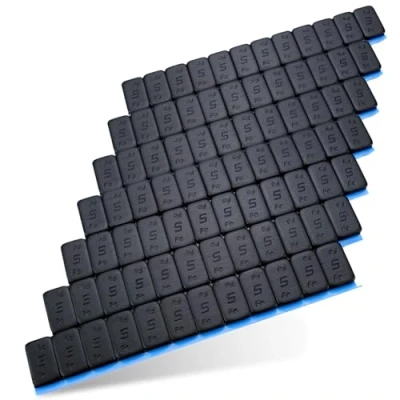 Abbildung von 7 Auswuchtgewichte SCHWARZ 12x5g I Klebegewichte Stahlgewichte Kleberiegel 60g mit ABRISSKANTE verzinkt &amp; kunststoffbeschichtet 0,42KG 5gx12