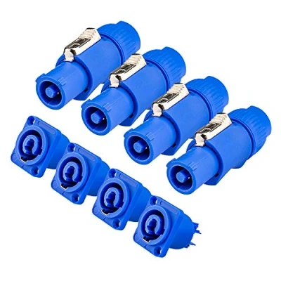 Abbildung von 4Packung Powercon für Nac3fca Connector Einbaubuchse 3 Polig, Stecker Set Blau Verbinder Buchse Adapter Kabel