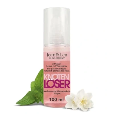 Abbildung von Jean &amp; Len Knotenlöser 2 Phasen Leave In Pflegespray, für jeden Haartyp geeignet, entwirrt das Haar verbessert die Kämmbarkeit, frischer Duft, Detangling, ohne Silikone Parabene, vegan, 100 ml