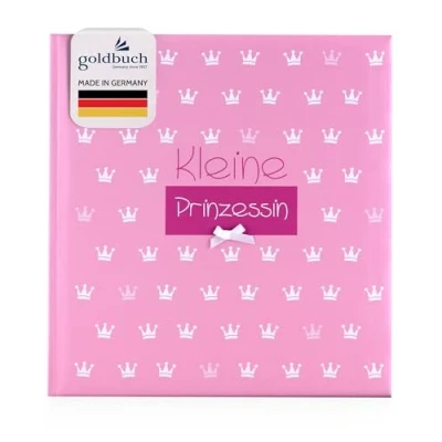 Abbildung von goldbuch 15087 Babyalbum Kleine Prinzessin, 30 x 31 cm, Baby Fotoalbum mit 58 weißen Blankoseiten &amp; 4 illustrierten Seiten und Pergamin Trennblättern, Kunstdruck Relieflack Accessoires, Rosa