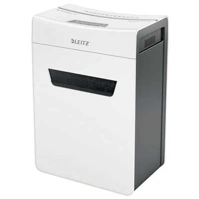 Abbildung von Leitz IQ 6M Premium Aktenvernichter P5 fürs Büro und Zuhause, Mikroschnitt, 7 6 Blatt (70 80 g/m²), 18l Abfallbehälter, Sehr leise/Kompakt, Protect Serie, Weiß, 80950000