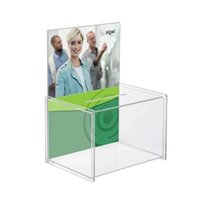 Abbildung von SIGEL VA150 Spendenbox / Losbox, mit Einstecktafel für A4, aus hochwertigem und besonders stabilem Acryl, 22,5 x 17 31 cm