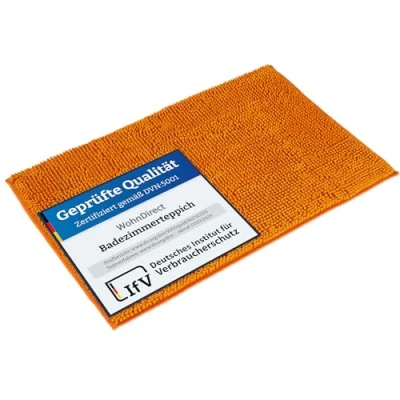 Abbildung von WohnDirect Badematte 70 x 120 cm Orange rutschfest &amp; Waschbar Badezimmerteppich zum Set kombinierbar, Badvorleger, WC Garnitur, Badteppich