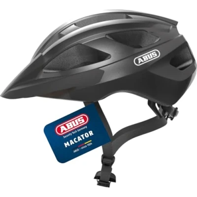 Abbildung von ABUS Rennradhelm Macator sportiver Fahrradhelm für Einsteiger auch Zopfträger/ innen Damen und Herren Titan (Grau Glänzend), Größe L