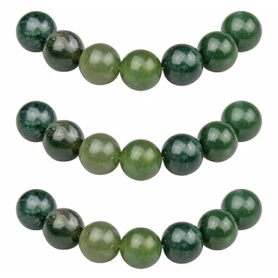 Abbildung von MJDCB Perlen zum Auffädeln 10mm 35 stück Grün Moosachat Halbedelsteine mit Loch Natürliche Lose Runde Steinperlen für Herstellung Schmuck Armbänder Halsketten