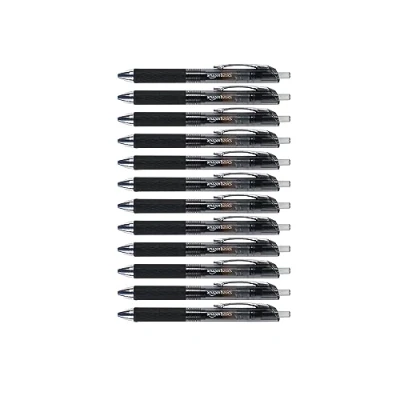 Abbildung von Amazon Basics Einziehbare Gelschreiber, Feiner Punkt (0,7 mm), Schwarz, 12 Stück, 1er Pack