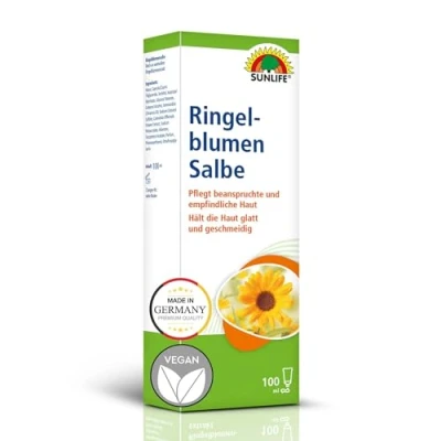 Abbildung von SUNLIFE Ringelblumensalbe 100 ml Salbe mit Ringelblumenextrakt Pflege Creme Jojobaöl, Vitamin E &amp; Allantoin Ringelblumen bei beanspruchter empfindlicher Haut