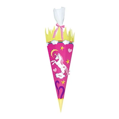 Abbildung von Ursus 9870001 Schultüte Bastelset Easy Line Einhorn, sechseckig, Höhe ca. 68 cm, Duchmesser 20 diverse Stanzteile, teilweise beglittert, inklusive Bastelanleitung, ideal für die Einschulung