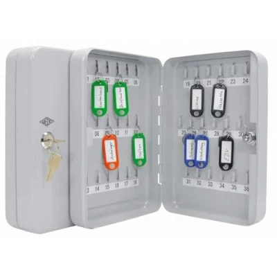 Abbildung von Wedo 10253637X Schlüsselschrank (für 36 Schlüssel, pulverbeschichtetes Stahlblech 18 x 6 25 cm, Sicherheitsschloß inklusive 2 lichtgrau