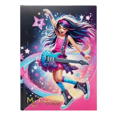 Abbildung von goldbuch 43 056 Freundebuch Star Melody, Freundschaftsbuch DIN A5 mit 84 illustrierte Seiten, für Kita, Hort und Grundschule, Beste Freunde in der Schulzeit, Kunstdruck Einband Popstar Motiv