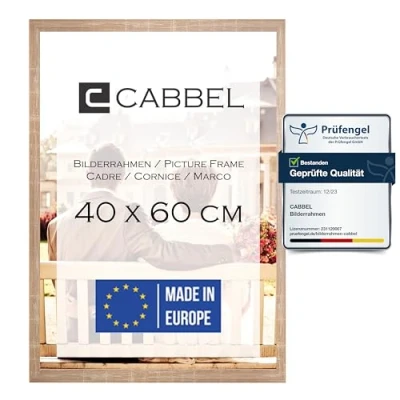 Abbildung von CABBEL Bilderrahmen 40x60 cm, Mokka, stabiles MDF Holz Rahmen, bruchsicherem Plexi Glas, zum Aufhängen, ideal für Fotos/Bilder/Collage
