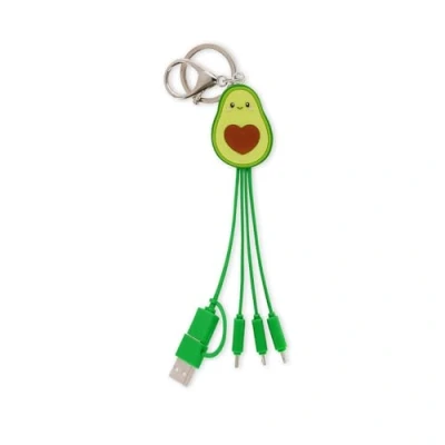 Abbildung von LEGAMI Avocado Multiple Link Up Ladekabel mit Schlüsselanhänger, 4 Ladekabel, USB, Typ C Micro Lightning, USB Adapter, TPE beschichtetes Kabel