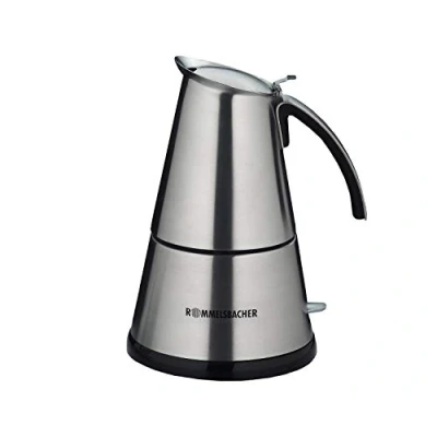 Abbildung von Rommelsbacher Espresso Kocher EKO 366/E, elektrisch, hochwertige Edelstahlkanne, Filtereinsatz für 3 oder 6 Tassen, verdecktes Heizelement, 360 Zentralsockel, automatische Abschaltung, 365 W