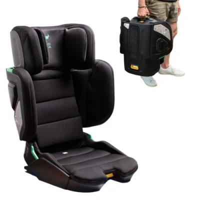 Abbildung von Urban Kanga Wallaroo Lite Reisekindersitz Auto Sitzerhöhung Kinder ISOFIX Faltbarer Kindersitz 100 150cm 15 36 Kg i Size (Jetsetter Schwarz)
