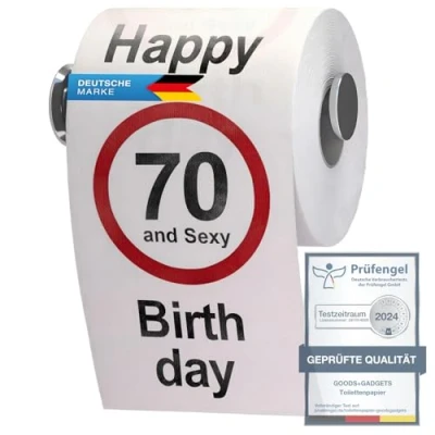 Abbildung von GOODS+GADGETS Lustiges Fun Klopapier zum 70. Geburtstag Toilettenpapier Geschenkartikel Geburtstags Dekoration 70 und Sexy!