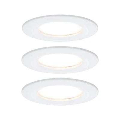 Abbildung von Paulmann 93870 Nova Plus LED Einbauleuchte inkl. Coin Basisset starr IP44 rund 78mm 3x6W 230V dimmbar 2700K Weiß matt Spot Einbaustrahler