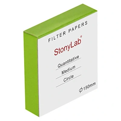 Abbildung von stonylab Quantitative Filterpapier Kreise, Zellulose mit 150mm Durchmesser und Einer Filtrationsgeschwindigkeit von 20 Mikron, Packung 100 Stück