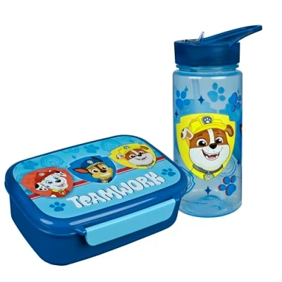 Abbildung von Scooli Paw Patrol Kindergeschirr Geschenkset Set bestehend aus Brotdose und Trinkflasche ideal für die Schule oder Kindergarten Kinder ab 4 Jahren Kunststoff BPA frei