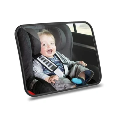 Abbildung von Romon Rücksitzspiegel für Babys, Spiegel Auto baby rückbank Verstellbare elastische Riemen, Auto, Bruchsicherer Rückspiegel Babyschale allerlei Kopfstützen