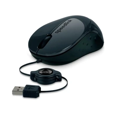 Abbildung von Speedlink BEENIE Mobile Mouse silent kompakte Maus kabelgebunden USB, einstellbare Kabellänge mit Kabeleinzug, leiser Klick, schwarz