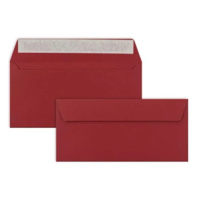 Abbildung von 100 Brief Umschläge DIN Lang Dunkel Rot 110 g/m² 11 x 22 cm sehr formstabil Haftklebung Qualitätsmarke: FarbenFroh by GUSTAV NEUSER