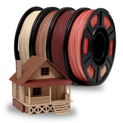Abbildung von YOUSU PLA Filament 1,75mm, Wood PLA+ 3d Drucker Filament,20% Holzpulver+80% PLA, 4x250g Spule