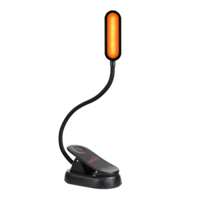 Abbildung von Amber Book Light, Blaulichtblockierung, dimmbares Clip On Leselicht 1600K Warme LED zum Lesen im Bett, eingebauter wiederaufladbarer 1000 mAh Akku, kompatibel mit Kindles