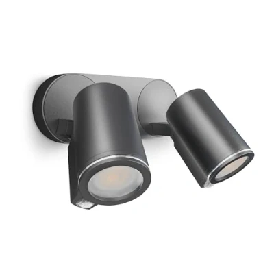 Abbildung von Steinel LED Strahler Spot DUO SC Connect, smarte Außenwandleuchte, Bewegungsmelder, dimmbar, bedienbar per App, Zeitplan, 7 W, 3000K, Anthrazit