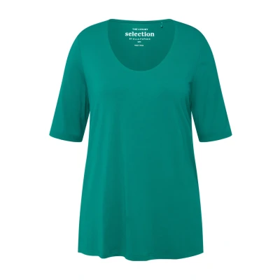 Abbildung von Ulla Popken Voorkant Dubbellaags Tshirt basic, Damen, Größe: 42/44, Green