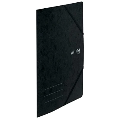 Abbildung von VON Leitz 5er Pack Eckspanner A4, Recycling Karton, für 150 Blatt, Mappe Mit Gummizug, modernem Aufdruck, Leichter Ordner Schule &amp; Zuhause, Schwarz, 30110095