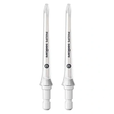 Abbildung von Philips Sonicare Standarddüse F1 für Mundduschen HX3042/00, Doppelpack; Mundwasser Flosser die Verwendung mit dem kabellosen Power Weiß