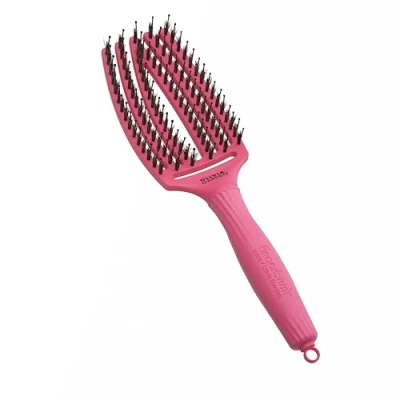 Abbildung von Olivia Garden Fingerbrush Care Iconic Medium Hot Pink Detangler Bürste mit Wildschweinborsten &amp; Nylon für gesundes und glänzendes Haar