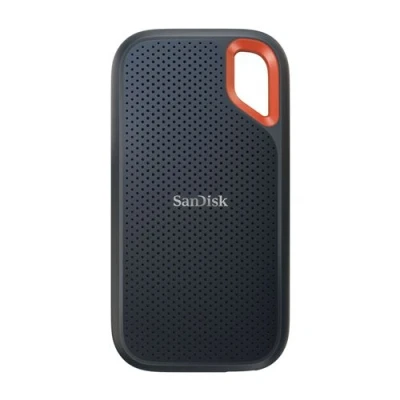 Abbildung von SanDisk Extreme Portable SSD 2 TB (tragbare NVMe SSD, USB C, bis zu 1.050 MB/s Lesegeschwindigkeit und 1.000 Schreibgeschwindigkeit, wasser staubbeständig) Schwarz