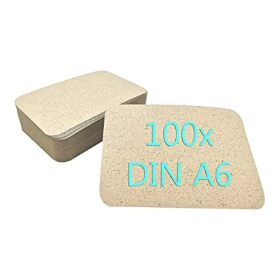 Abbildung von DIN A6 Postkarten Karteikarten Set Blanko zum Selbstgestalten Wahlweise mit Umschlägen und runden Ecken (Graspapier 280g/m², 100 Karten ohne Umschläge)