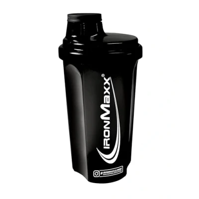 Abbildung von IronMaxx Eiweiß Shaker Night Black 700ml Proteinshaker mit Drehverschluss, Sieb &amp; Mess Skala auslaufsicher, spülmaschinengeeignet frei vom Weichmacher BPA DEHP