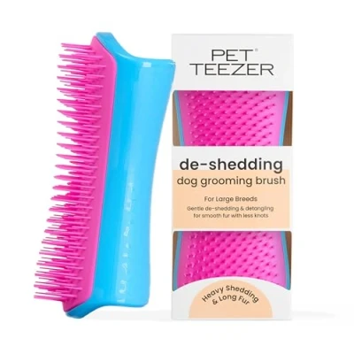 Abbildung von Tangle Teezer Pet Fellpflegebürste für große Hunde Hundebürste Trocken oder Badegebrauch Die perfekte Bürste Blau &amp; Pink