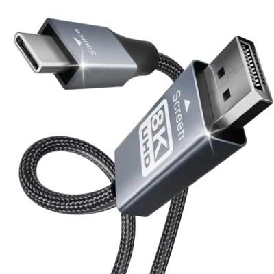 Abbildung von BENFEI USB C auf DisplayPort Kabel 1,8M (4K@144Hz/120Hz/60HZ, 2K@240Hz/144Hz), Typ (Thunderbolt 4/3) zu für iPhone 15 Pro/Max MacBook Pro/Air 2023 iPad Pro iMac S23 XPS 17