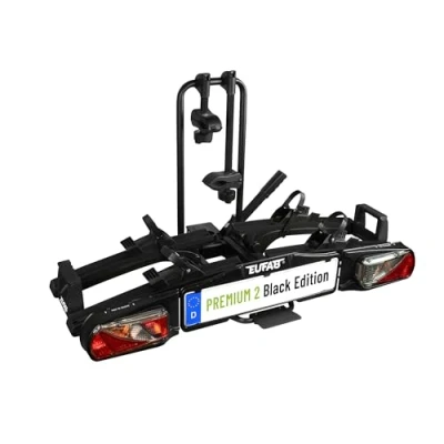 Abbildung von EUFAB 11648ON Fahrradträger Premium 2 &quot;Black Edition, E Bike geeignet, komplett vormontiert, Diebstahlschutz, für Fahrräder, Anhängekupplung, Schwarz